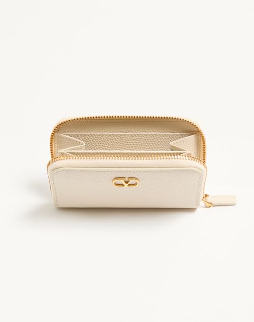Valentino Garavani - Vロゴ シグネチャー グレインカーフスキン ミニジップウォレット - ライトアイボリー - ウィメンズ - Valentino Garavani Vlogo Signature Slg New