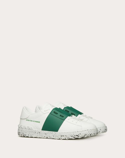 Open For A Change Sneaker In Bio-based Material for Man in White/green |  Valentino GR