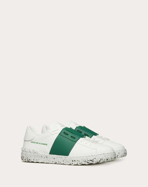 Valentino Garavani - Open For A Change Sneaker In Bio-based Material - White/english Green - Man - Open - M Shoes