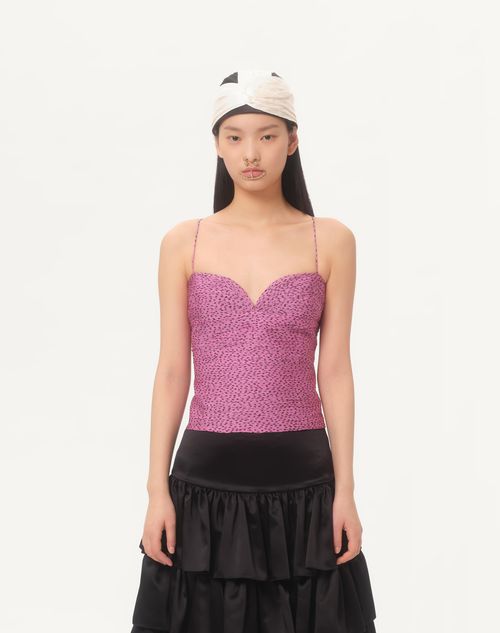 Valentino - Chiffon Top With Plusdepois Print - Absolute Rose/black - Woman - Shirts And Tops