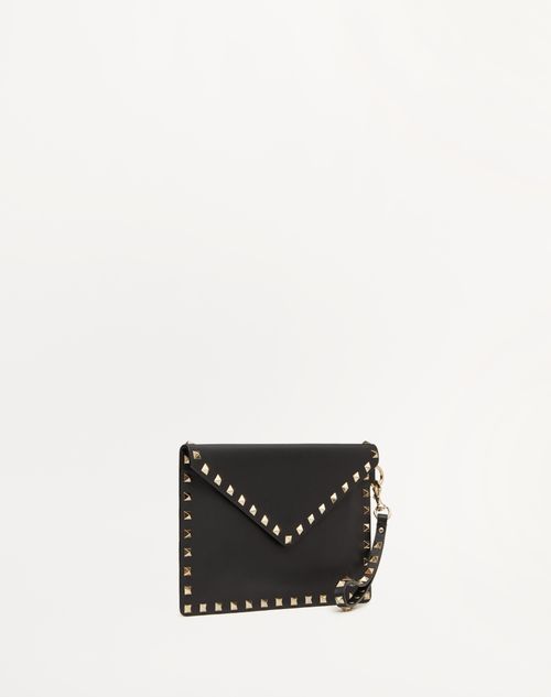 Valentino Garavani - Bolso Tipo Sobre Rockstud De Piel De Becerro - Negro - Mujer - Bolso De Mano