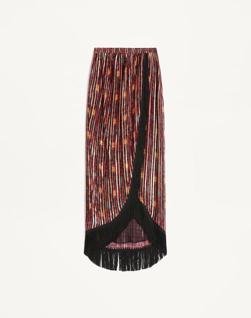 Valentino - Lamé Midi Skirt With Apres L'hiver Print - Multicolour - Woman - Skirts