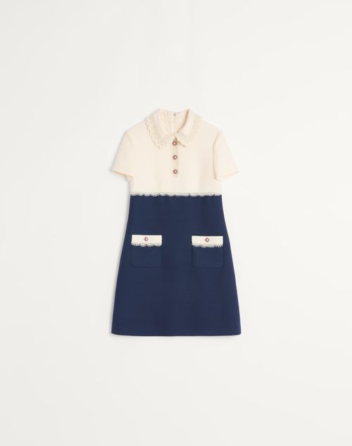 Valentino - Embroidered Crepe Couture Dress - Indigo/ivory - Woman - Woman Ready To Wear Sale