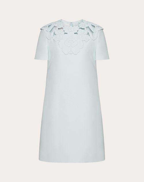 Valentino - Embroidered Crepe Couture Short Dress - Azure - Woman - Woman Ready To Wear Sale
