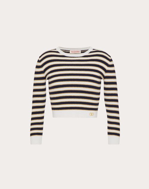 Valentino - Cashmere Sweater - Navy/ivory/gold - Woman - Knitwear