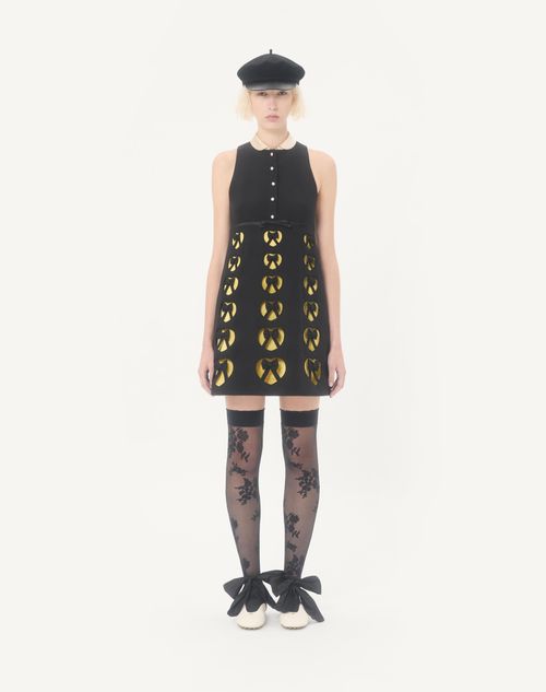 Valentino - Embroidered Crepe Couture Short Dress - Black/yellow - Woman - Ready To Wear