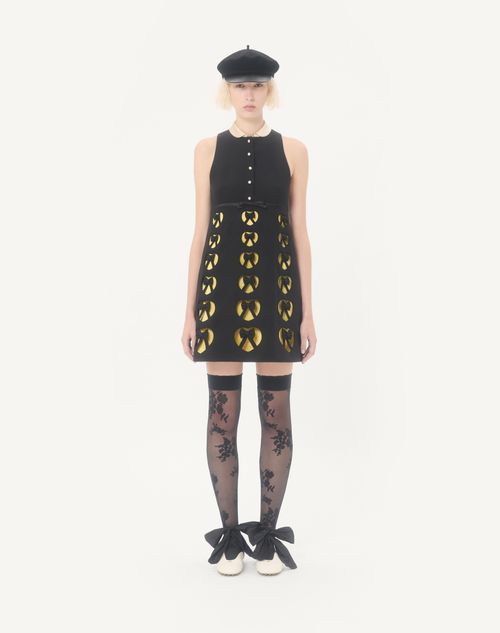 Valentino - Embroidered Crepe Couture Short Dress - Black/yellow - Woman - Dresses