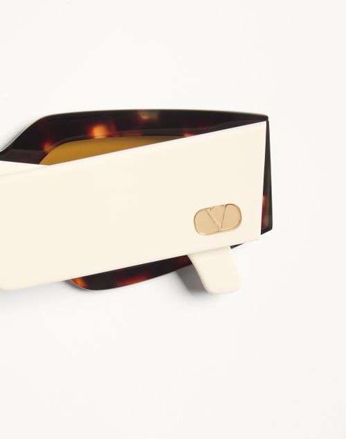 Valentino - Geometric Acetate Eyewear - Ivory/black/brown - Woman - Eyewear