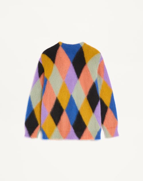 Valentino - Valentino Mohair-wollcardigan Mit Rhombelle-muster - Multicolor - Mann - Strickwaren