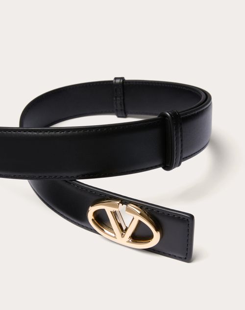 Valentino Garavani - The Bold Edition Vlogo Calfskin Belt 30 Mm - Black - Woman - Belts