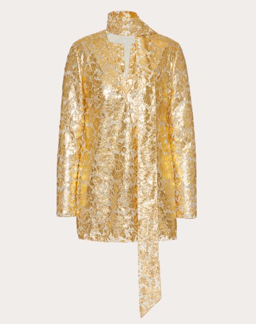 Valentino - Gold Heavy Lace Top - Gold - Woman - Shirts And Tops