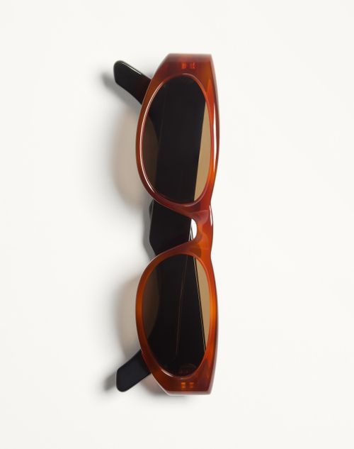 Valentino - Geometric Acetate Eyewear - Havana/brown - Unisex - Eyewear