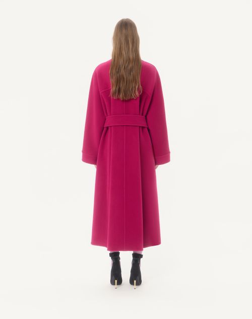 Valentino - Soft Drap Coat - Raspberry - Woman - Coats And Outerwear