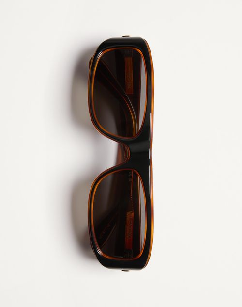 Valentino - Sleek Rectangular 90's Acetate Eyewear - Black/beige - Unisex - Eyewear