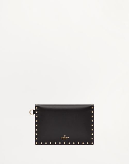 Rockstud Calfskin Pouch for Woman in Black | Valentino US Rockstud Calfskin Pouch for Woman in Black | Valentino US