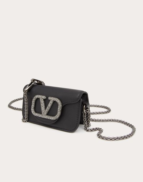 Loc Micro Bag With Chain And Jewel Logo for Woman in Black