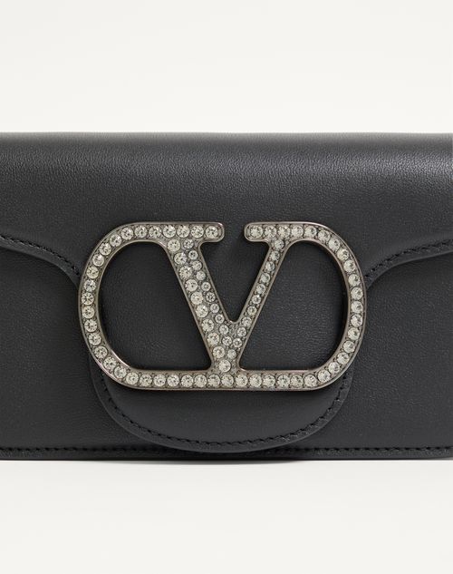 Valentino Garavani - Valentino Garavani Locò Small Shoulder Bag With Jewel Logo - Black - Woman - Shoulder Bags
