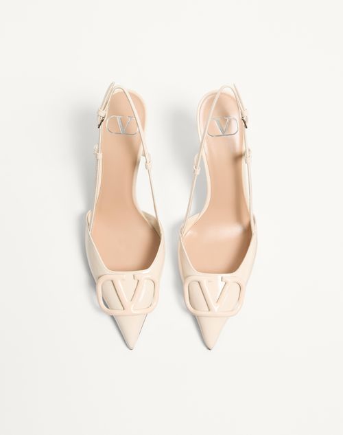 Valentino Garavani - Vlogo Signature Patent Leather Slingback Pump 80mm - Light Ivory - Woman - Pumps
