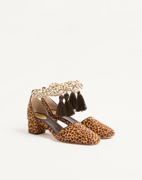 Valentino Garavani - D’orsay Bondie Pumps Aus Kalbsleder Mit Pony-effekt, 45 mm - Animalier - Frau - Pumps