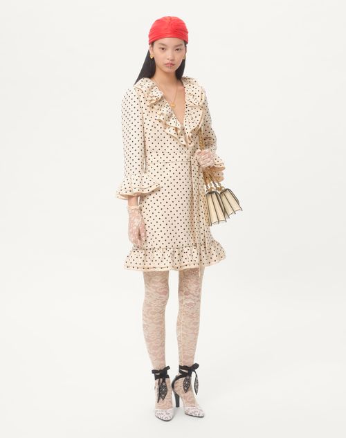 Valentino - Crepe Couture Short Dress With Plusdepois Print - Birch/black - Woman - Dresses