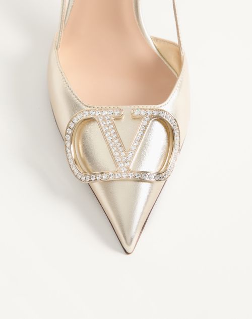 Valentino Garavani - Slingback-pumps Vlogo Glow Aus Laminiertem Nappaleder Mit 80 Mm-absatz - Platin - Frau - Pumps Und Slingbacks