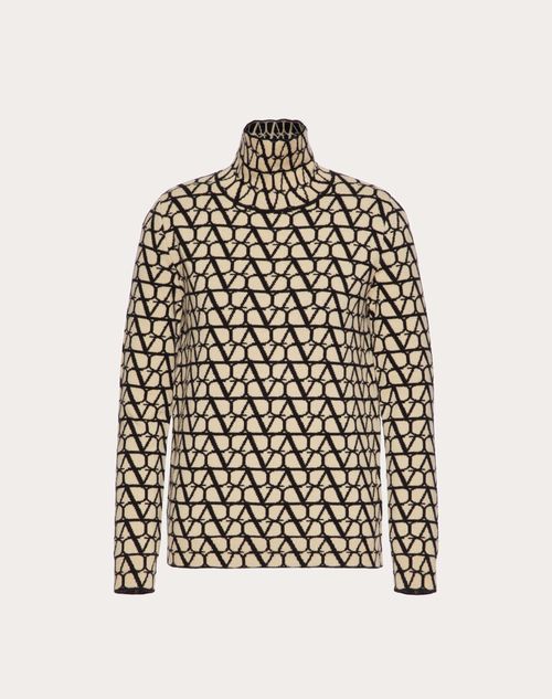 Valentino - Toile Iconographe Wool Jumper - Beige/black - Woman - Winter Shop