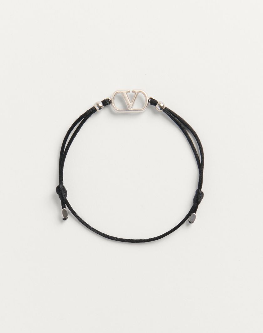 Valentino Handbags Bracciale Vlogo Signature In Cotone per Uomo in Nero | Valentino IT