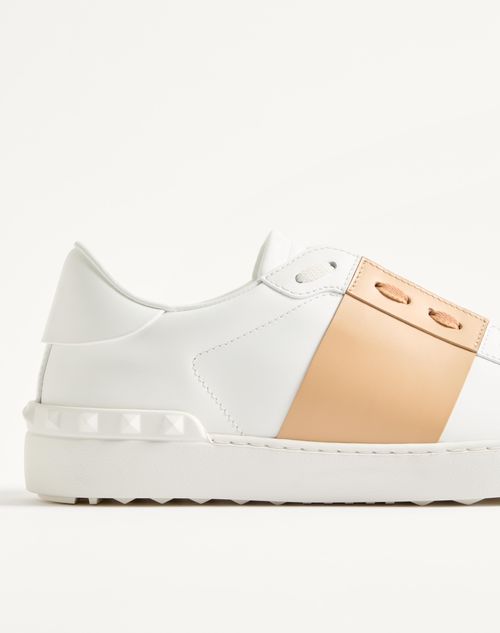 Valentino Garavani - Calfskin Open Sneaker - White/beige - Man - Trainers