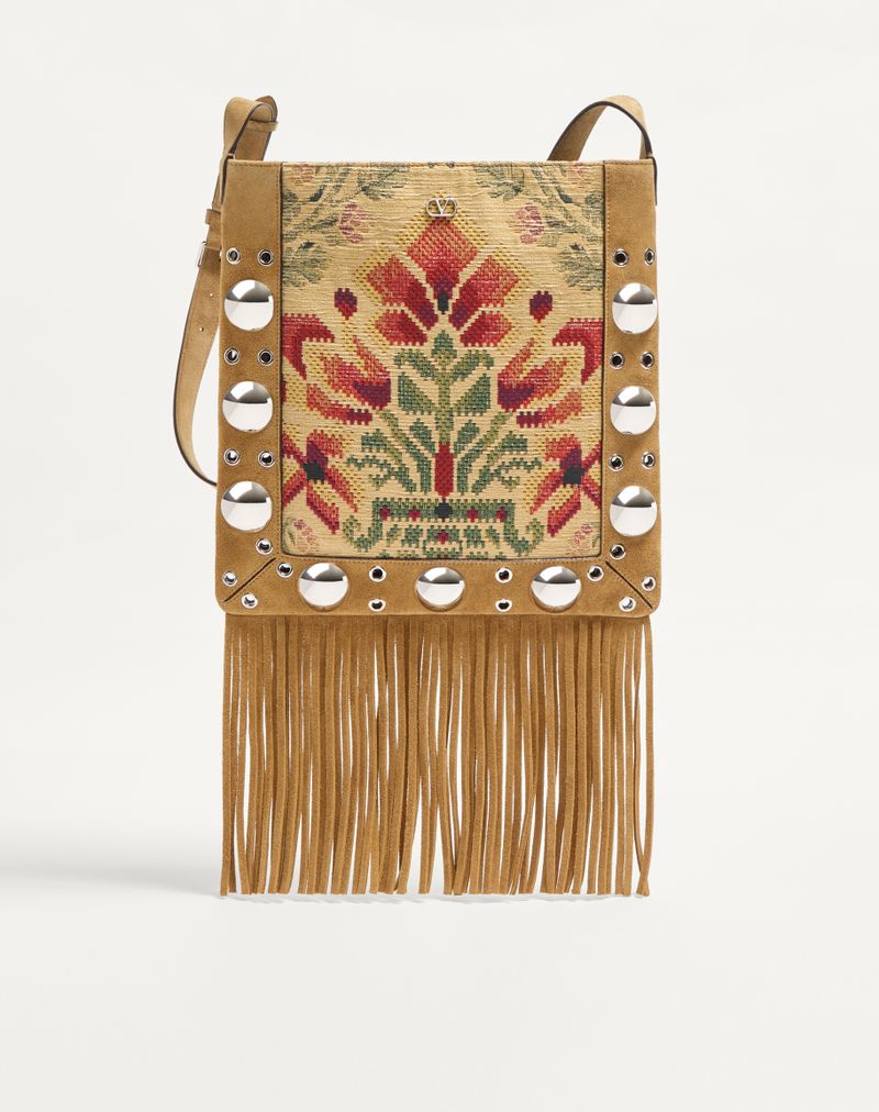 Sac Porté Épaule Nellcôte Jacquard Franges Havana/Multicolore — Valentino