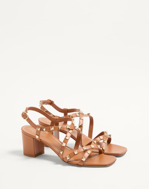 Valentino Garavani - Rockstud Calfskin Sandal With Straps 60mm - Almond - Woman - Woman Sale