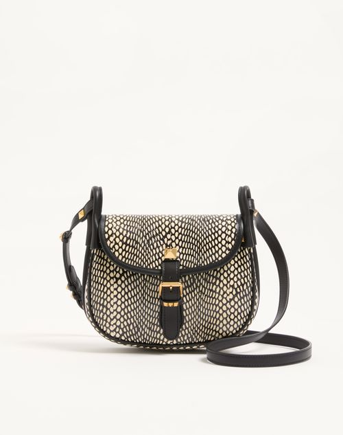 Valentino Garavani - Valentino Garavani Flâneuse Small Cobra Print Elaphe Shoulder Bag - Ivory/black - Woman - Shoulder Bags