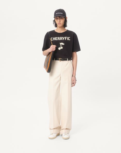Valentino - Cotton T-shirt With Cherryfic Print - Black/butter - Man - T-shirts And Sweatshirts