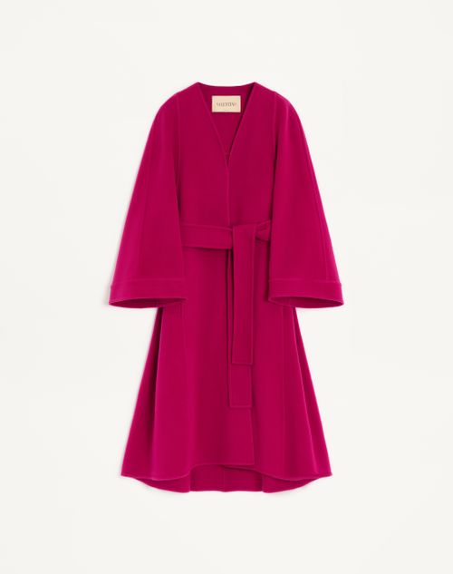 Valentino - Soft Drap Coat - Raspberry - Woman - Coats And Outerwear