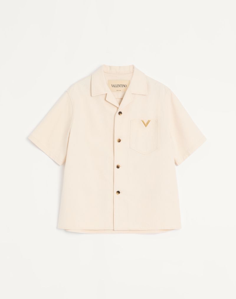 Chemise Bowling Denim VGold Ivoire — Valentino