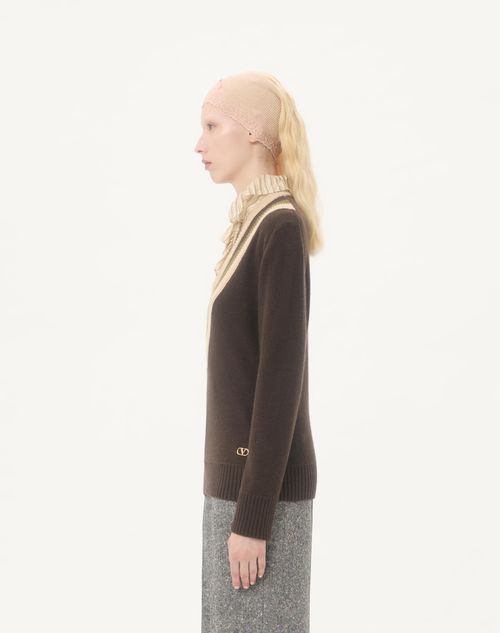 Valentino - Wool Jumper - Dark Fudge/beige - Woman - Knitwear
