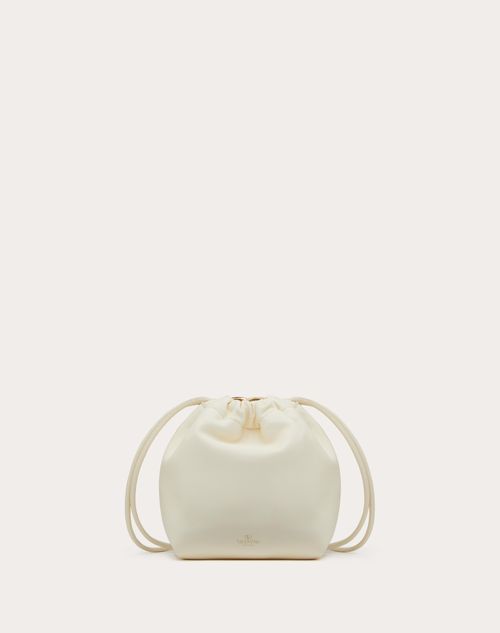 Vlogo Pouf Nappa Leather Mini Bucket Bag for Woman in Ivory | Valentino US