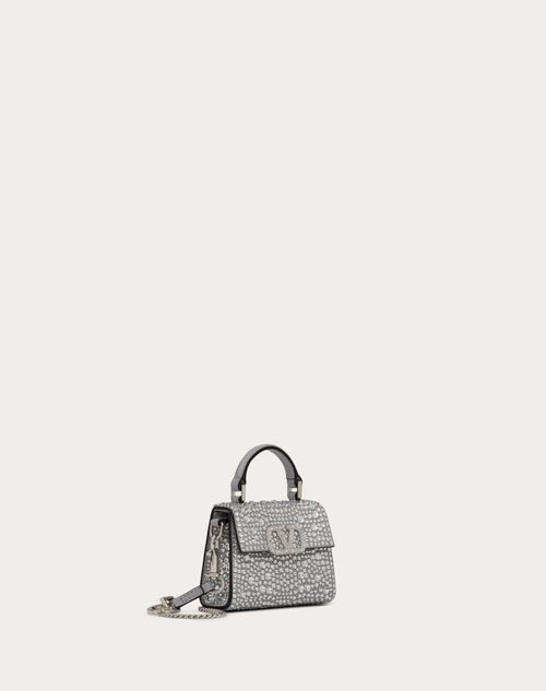 Valentino Garavani - Mini Vsling Embroidered Handbag - Grey/crystal - Woman - Partywear