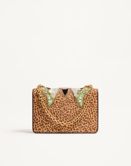 Valentino Garavani - Valentino Garavani Vain Embroidered Shoulder Bag In Pony-effect Calfskin. - Multicolour - Woman - Shoulder Bags