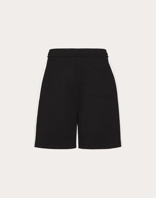 Valentino - Bermudas De Algodón Técnico Con Estampado Del Vlogo Valentino - Negro - Hombre - Pantalones Largos Y Cortos