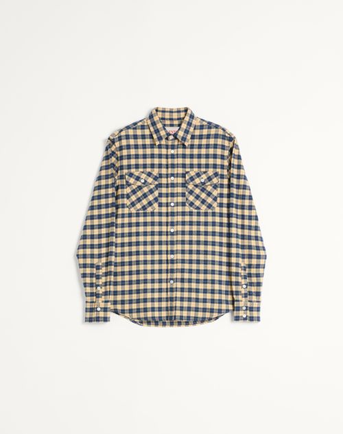 Valentino - Cotton Flannel Shirt - Yellow/indigo/brown - Man - Shirts