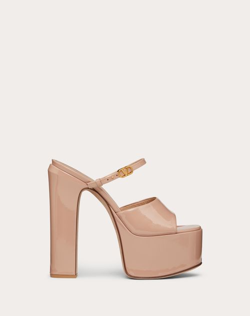 Valentino Garavani - Valentino Garavani Tan-go Platform Patent Leather Slide 155mm - Rose Cannelle - Woman - Woman Shoes Sale