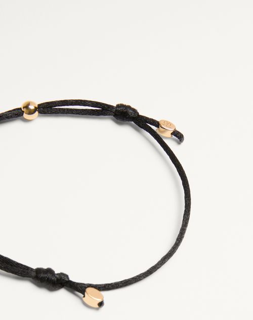 Valentino Garavani - Valentino Vlogo Signature Bracelet In Cotton And Swarovski® Crystals - Black - Woman - Jewellery