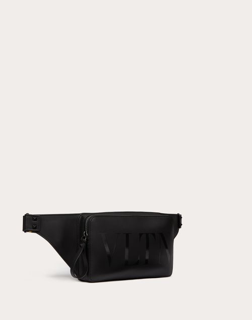 Vltn Leather Belt Bag for Man in Black