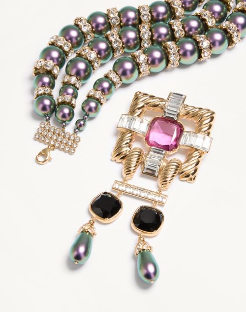 Valentino Garavani - Hypergoutte Necklace In Metal And Resin With Crystals - Gold/multicolour - Woman - Rnwy Fw26 - W (new Arrivals)