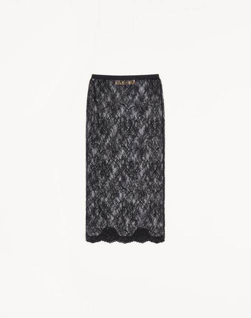 Valentino - Gonna Midi In Pizzo - Nero - Donna - Lingerie