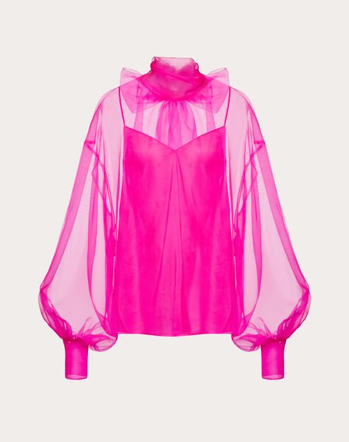 Valentino - Organza Top - Pink Pp - Woman - Shirts & Tops