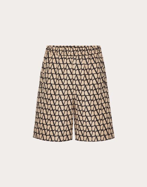 Valentino - All-over Toile Iconographe Print Silk Faille Bermuda Shorts - Beige/black - Man - Pants And Shorts