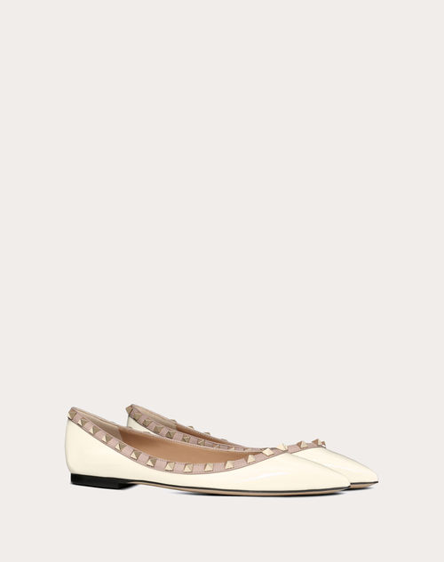Valentino Garavani - Patent Rockstud Ballet Flat - Light Ivory/poudre - Woman - Ballerinas