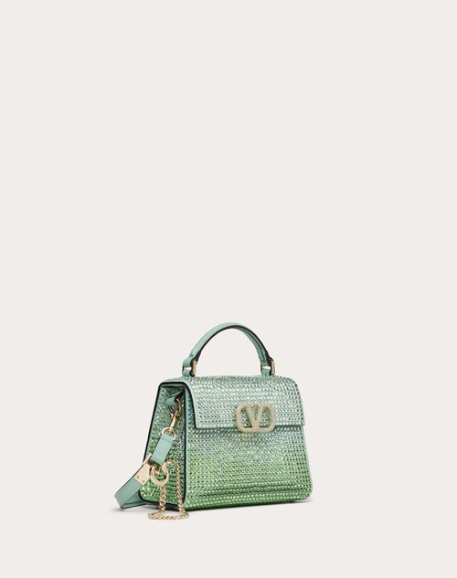 Valentino Garavani - Mini Vsling Handbag With Rhinestones - Aquamarine - Woman - Top Handle Bags