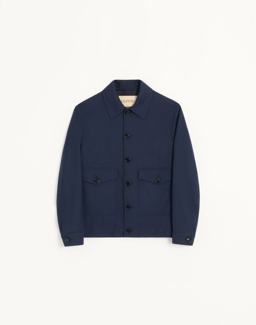 Valentino - 발렌티노 브이로고 시그니처 엠브로이더리 나일론 & 비스코스 드릴 재킷 - 네이비 - 남성 - 재킷 & 다운 재킷